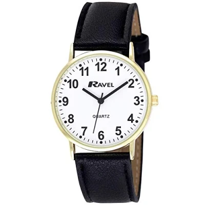 Image of Ravel Unisex Classic Everyday Watch Black/Gold Tone/Number Dial