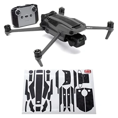 Image of WRAPGRADE Partial Skin Stickers Compatible with Mavic 3 / Classic Accent Color (BLACK BUMPY CAMO)