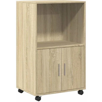 Image of vidaXL Rolling Cabinet Sonoma Oak 55x40x91 cm Engineered Wood