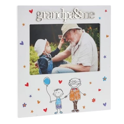 Image of Shudehill Giftware Kids Art 6X4 Photo Frame Grandma, Grandpa &amp; Daddy (Grandpa)