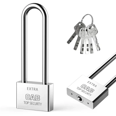 Image of Lengthened Padlock with 6 Keys, 50mm Long Shackle High Security Locker Heavy Duty Keys Lock for Warehouses Container Doors Garage Shed Gates Bicycle