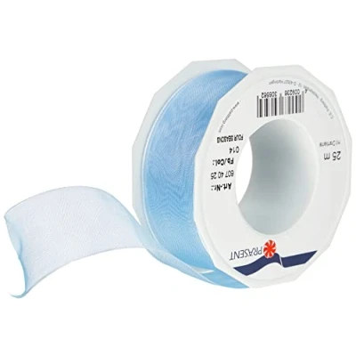 Image of C.E. Pattberg Präsent Four Seasons Organza wired edge Ribbon Light Blue 40 mm width, 25 m length