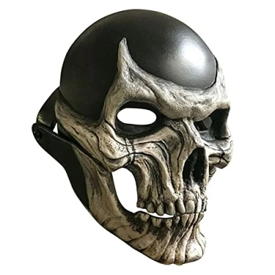 Image of Zhuidream The Latest Skeleton Biochemical Mask for 2021 Halloween Skull Mask，3D with Moving Jaw Adult Full face，Scary Headgear (Skull Blackhead), 16*18*23cm