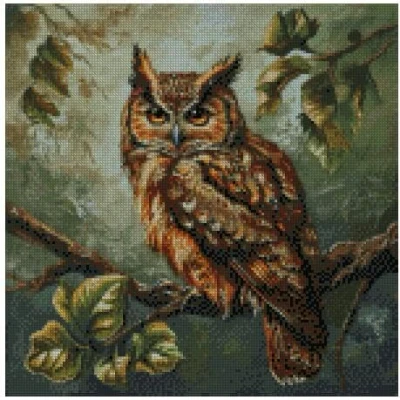 Image of Owl in Woods (2) Counted Cross Stitch Kits, 14 Count aida Fabric, 100% Cotton Thread, 150x150 Stitch,26x26cm kit