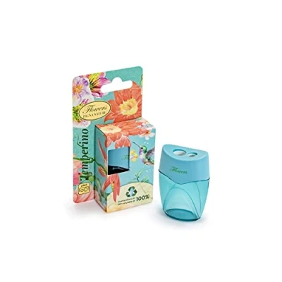 Image of Pigna Pencil Sharpener with Tank, 2 Holes, Nature Flowers