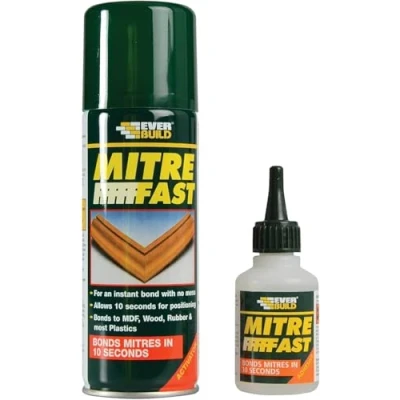 Image of Mitre Fast Adhesive Kit, 50g Superglue and 200ml Activator, 10 Second Bond for Wood Rubber Plastic MDF Set of 1