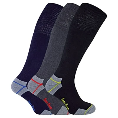 Image of Sock Snob Mens Long Knee High Work Socks 3 6 12 Pair Pack Options Heavy Duty Reinforced Heel for Steel Toe Boots (11 14, Pairs)