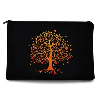 Image of Color Printed Zip Canvas Pouch Makeup Bag Make Up Bag, Cosmetic Travel Bag,Toiletry Bag,Organizer Bags,Toiletry Bags, Bride Bridesmaid Bag,Pencil Bag,Wash Bag,Coin Purse (Tree)