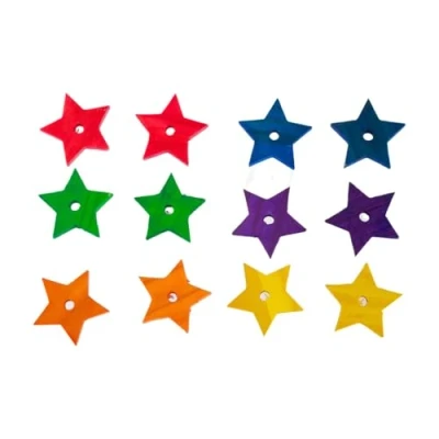 Image of Parrot Essentials Toy Making Parts Coloured Pine Wood Stars Pack of 12
