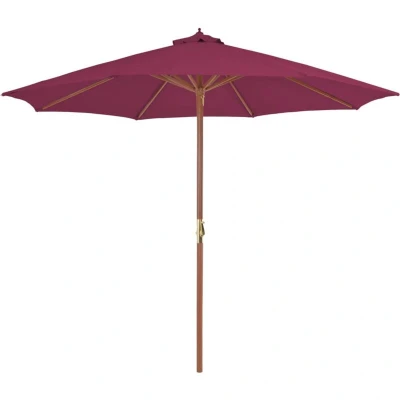 Image of vidaXL Garden Parasol with Wooden Pole 300 cm Bordeaux Red
