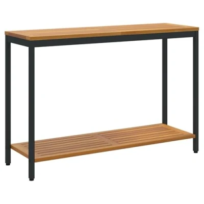 Image of vidaXL Outdoor Dining Table Acacia Wood &amp; Steel, Weather Resistant, 110x35x75cm