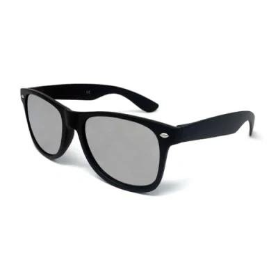 Image of WS UK Adults Classic Sunglasses with UV400 Protection Unisex (Matte Black Frame Silver Mirrored Lens)