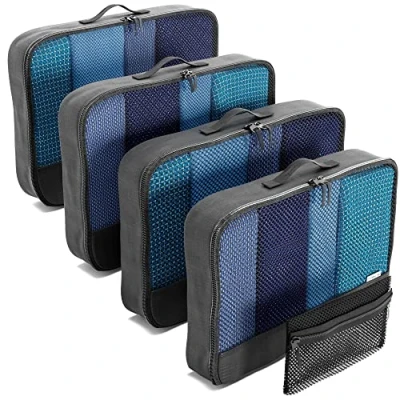 Image of OW Travel Easy to Organise Packing Cubes for Suitcases. 4 Large and Zipper Organiser Bag Backpack Luggage.Travel Accessories Gifts Holiday Essentials. 5Pcs Black