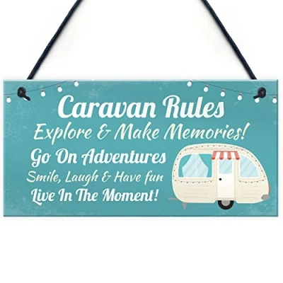 Image of Red Ocean Caravan Rules Sign, Hanging Door Plaque Holiday, Gift For Him Her Men Women