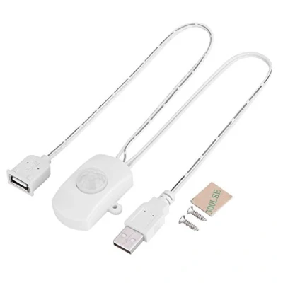 Image of Bewinner PIR Motion Sensor Switch, 4A DC 5 24V Mini Switch Infrared Detector Automatic LED Strip USB Interface activated Lighting for bathroom(White)