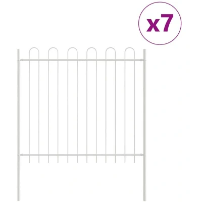 Image of vidaXL Garden Fence Set of 7 White Powder Coated Metal