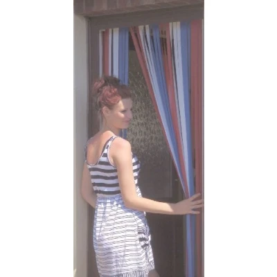 Image of Slat type Door Curtain,Bug Blind,Fly Blind,Strip Blind &#039;RED/WHITE/BLUE&#039; 80cm wide x 200cm drop