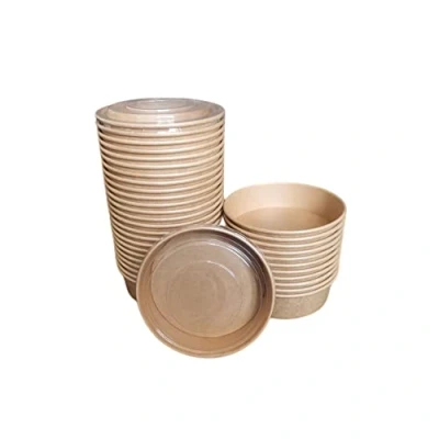Image of LESIBAG 16 oz Disposable Paper Bowls Salad with Lid Takeaway Food Containers for Hot/Cold 15 Sets (16 OZ)