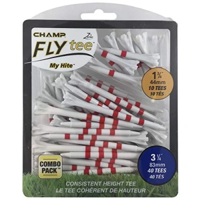 Image of Champ My Hite Flytees Golf Tees 40x 83mm &amp; 10x 44mm, Red / White