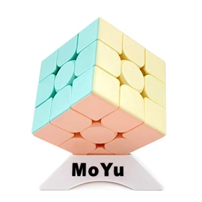 Image of Moyu OJIN MoFang JiaoShi Meilong Series Cube Meilong3 3x3x3 Bright Pink Stickerless Cubing Classroom Frosted Surface Puzzle With One Tripod