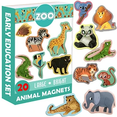 Image of Fridge Magnets For Toddlers Magdum 20 ZOO Animal Kids Magnetic Shapes Magnet Toy