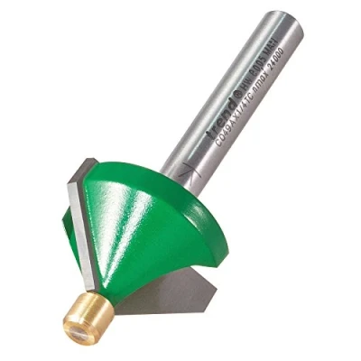 Image of Trend CraftPro Chamfer Pin Guided Bevel Router Cutter Bit, 1/4 Inch Shank, 25.5mm Cut Diameter &amp; 45 Degree V Groove, Tungsten Carbide Tipped, C049AX1/4TC