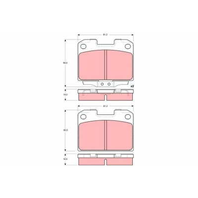 Image of MB895303, MR3889573, MR389573 Brake pad set TRW GDB3104 incl. wear warning contact MITSUBISHI: GTO Coupe, 3000GT Coupe