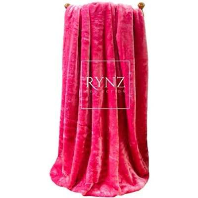 Image of Mink Faux Fur Throw 8 Colours, Large &amp; Xtra 2 3 Seater Sofa/Bed Blanket (Extra (200x240cm), Pink)
