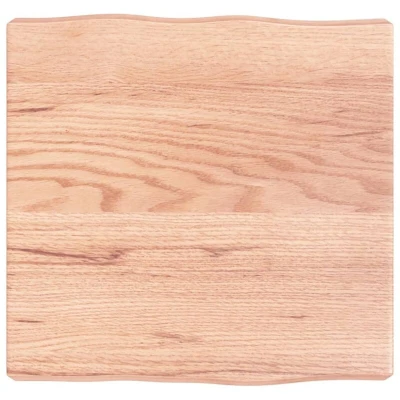 Image of vidaXL Solid Oak Wood Table Top with Live Edge Light Brown, Versatile, Handcrafted 40x40x6 cm Square Tabletop for Dining, Living Room, Office