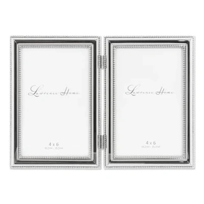 Image of Lawrence Frames Hinged Double (Vertical) Metal Picture Frame Silver Plate with Delicate Beading, 4 by 6 Inch