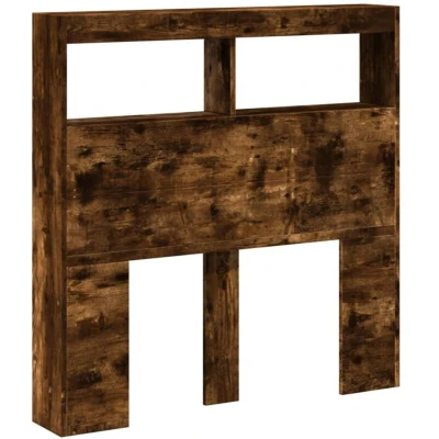 Image of vidaXL Headboard Cabinet with LED Smoked Oak 100x17x102 cm