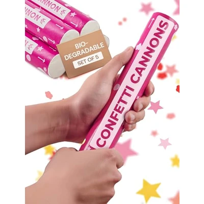 Image of 5 Confetti Cannon Birthday Kids Biodegradable Flower &amp; Star FSC® Certified Paper For Kids&#039; Parties
