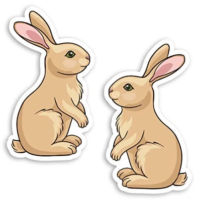 Image of 2 x 10cm Cute Brown Bunny Rabbit Vinyl Stickers Rabbits Kids Sticker #29074