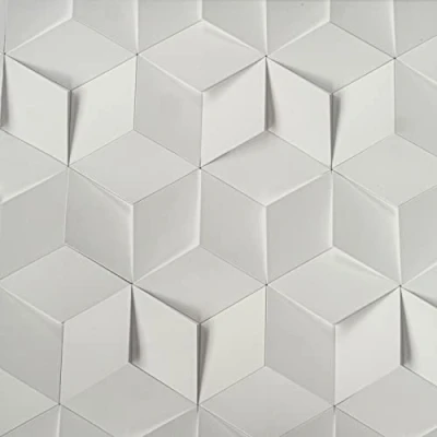 Image of SOPHIE LAURENCE 3D Geometric Feature Wall Wallpaper White Cube Illusion Funky Modern Vinyl Coat Textured Thick Solid Heavy Duty Paste The (Sample)