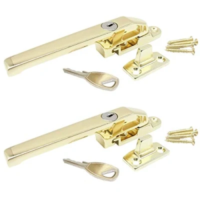 Image of Window Fastener Locking Handle Brass Effect Pack of 2