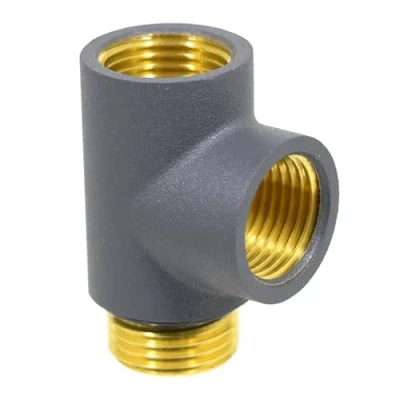 Image of Team Controls Dual Fuel T Piece 1/2&quot; Tee for Towel Rail Heating Element &amp; Radiator Valves Anthracite TC DFTA