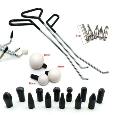 Image of Houshan Paintless Dent Repair Tools 6 Pieces of Removal Rods with Awl Head Kit Car Auto Body Hail Dents and Door Ding (3pcs Rod 20 pcs Pen)