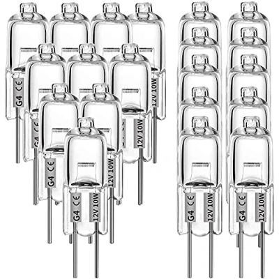 Image of G4 Halogen Bulbs, 20 Pcs 12V 10W Light Bulbs 2 Pin Clear Capsule Lamp Bulb, Base Warm White for Cooker Lighting, Signal Lights, Track Lighting (20 PCS)
