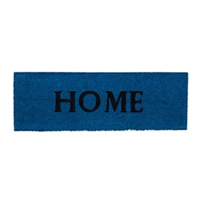 Image of Relaxdays Home Floor Mat Coconut Fibre Doormat 75x25 Non Slip Face PVC Blue