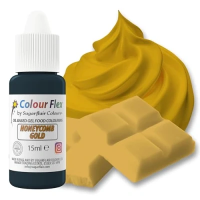 Image of Colour Flex Honeycomb Gold Oil Based Food Colouring Gel For High Fat Foods; Buttercream, Chocolate, Sugarpaste, Fondant, Icing, Batter &amp; More 15ml