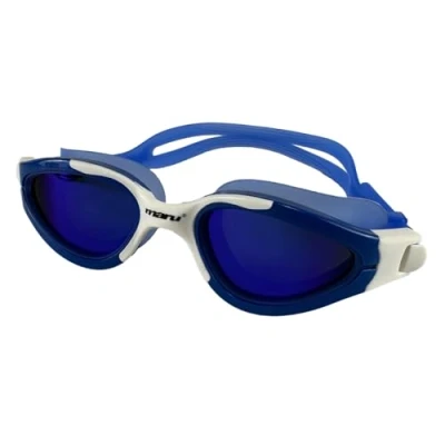 Image of Maru Groove Polarised Swimming Goggles, UV Protection, Quick Adjust Comfort Strap, Anti Fog Mirror Swim Goggle Lenses for Adult, Men, Women and Kids Age 6 14 (Blue)