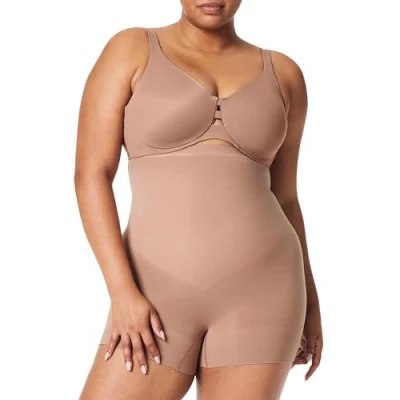 Image of SPANX Women&#039;s Power High Waisted Shorty Thigh Shapewear, Cafe AU Lait, M