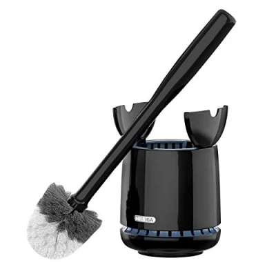 Image of MR.SIGA Toilet Bowl Brush and Holder, Premium Quality, with Solid Handle Durable Bristles for Bathroom Cleaning, Black, 1 Pack