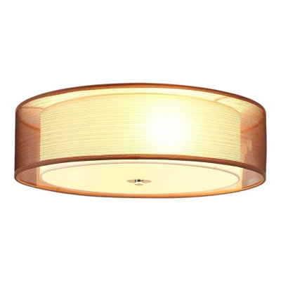 Image of Lindby ceiling lamp Tobia, brown, textile, Ø 50 cm, E27