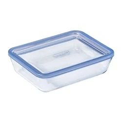 Image of Pyrex Pure Glass Rectangular Airtight Container with Lid 19 x 14 5 cm 0.8 L, Transparent (5424004)