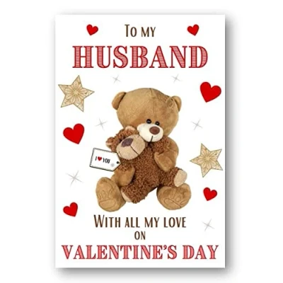 Image of Second Ave Husband I Love You Bear Valentine Card For Him Cute Romantic Valentine&#039;s Day