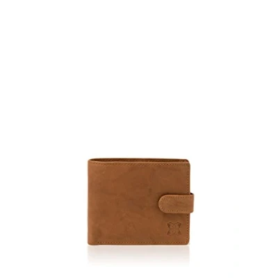 Image of Burneside Real Leather Wallet in Cognac Brown with Gift Box