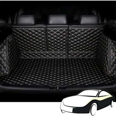 Image of Car Boot Mats Trunk Mat Protector for Porsche Macan 2015 2022 2023 2024 Full Coverage Leather Liner Carpets Customization Styling Accessories,BlackBeige