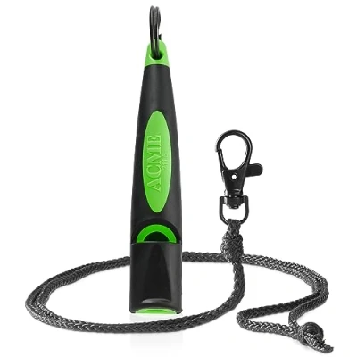 Image of ACME Dog Whistle No. 211.5 (Update 2023) with Free Band in Matte Black, Alpha, Ideal for Callback, Long Range, Frequency Standardised (Black/DG Green)