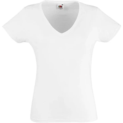 Image of Fruit of the Loom Women&#039;s Valueweight V Neck T Lady fit Shirt, White (White 000), XL